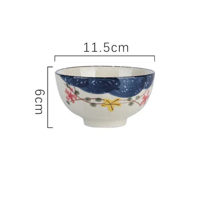 Ceramic 4.5 Inch Japanese Rice Bowl Retro Home Tableware