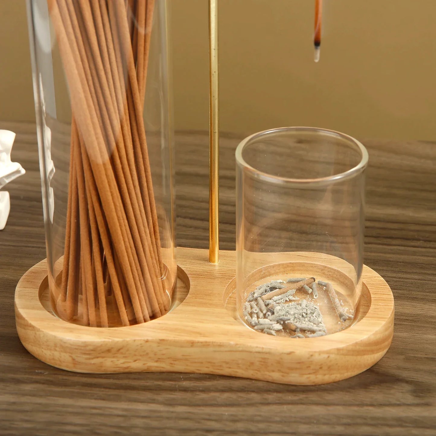 Incense Holder 2 in 1 Glass Ash Catcher Organizer Stand, Fall 2025 Home Decor, Anti Ash Clean Design
