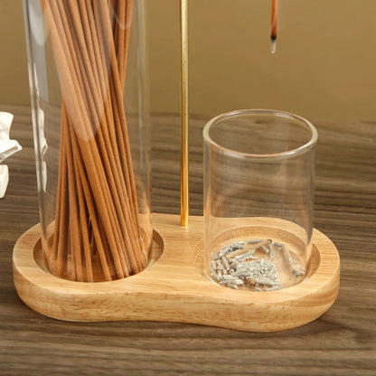 Incense Holder 2 in 1 Glass Ash Catcher Organizer Stand, Fall 2025 Home Decor, Anti Ash Clean Design