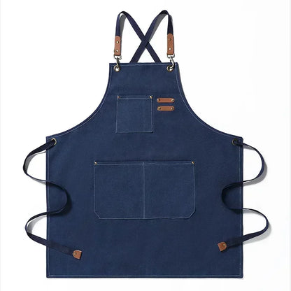 Canvas Apron Adjustable Crossback Work Apron For Kitchen Chef Restaurant Cafe Fall 2025 Durable Pockets