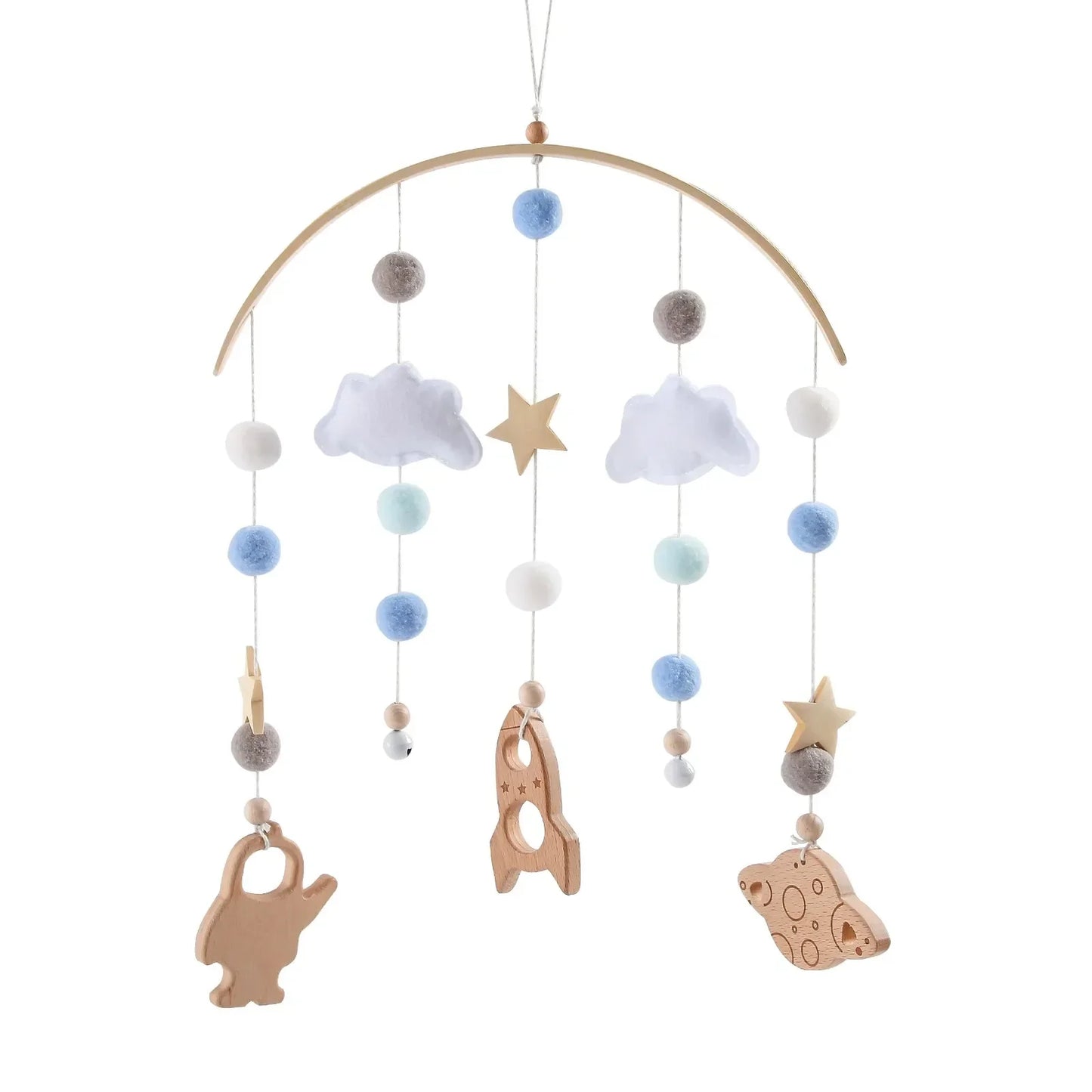 Baby Mobile Wooden Crib Hanging Toy Newborn Nursery Fall 2025 Soothing Music Developmental Gift