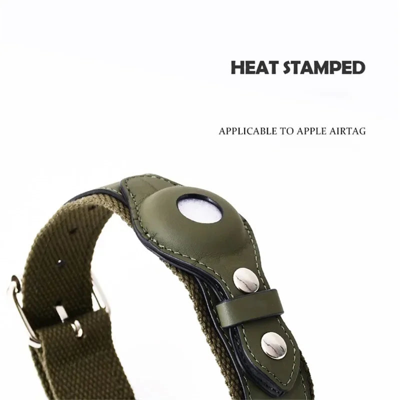 Leather Dog Collar Adjustable Padded Pet Collar With AirTag Holder Luxury Design All-Season Comfort Gift