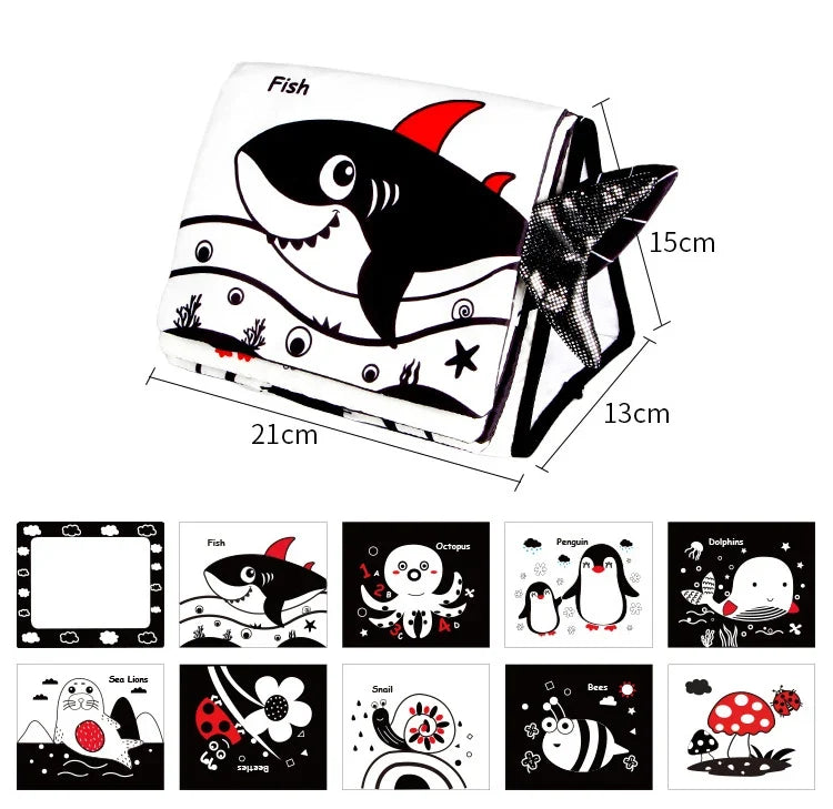 Variant image for Black and White Tummy Time Mirror Toy for Infants, Sensory Development Crinkle Cloth, Best Newborn Tummy Time Toy, Montessori Inspired-9