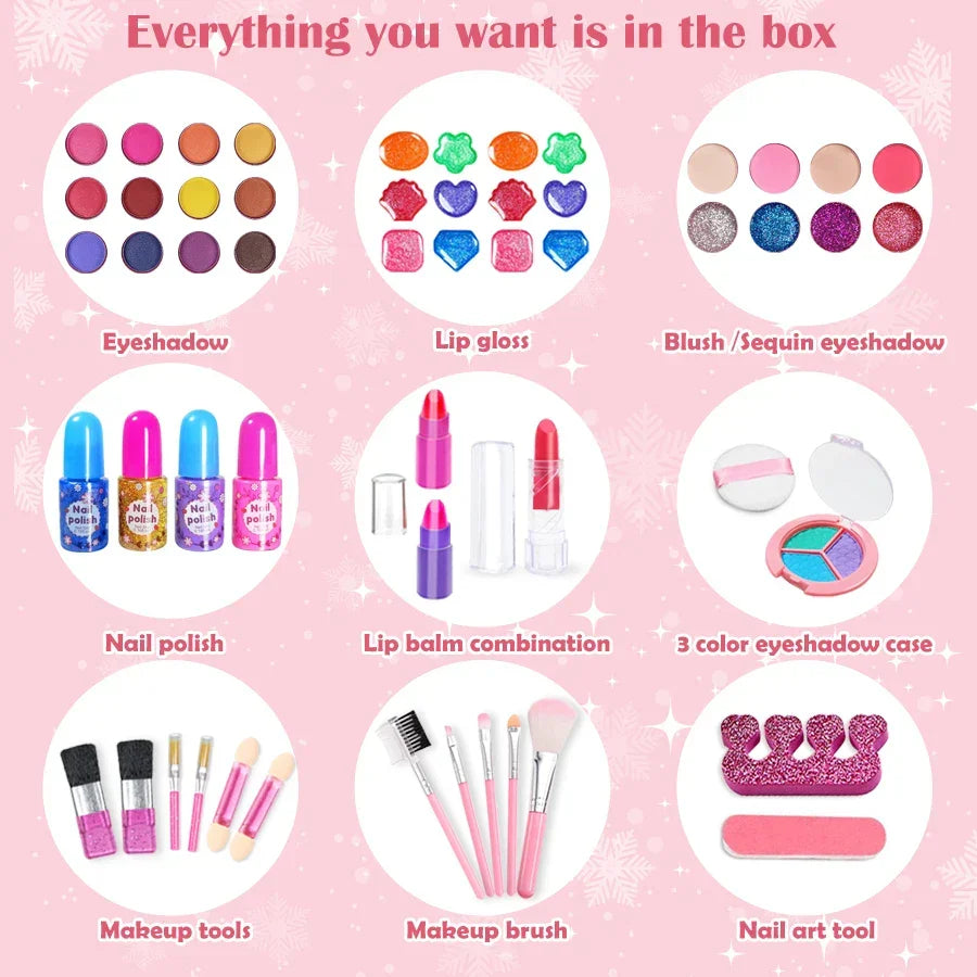 Kids Makeup Kit Toy Set Washable Pretend Play Makeup Back To School 2025 Gift Idea