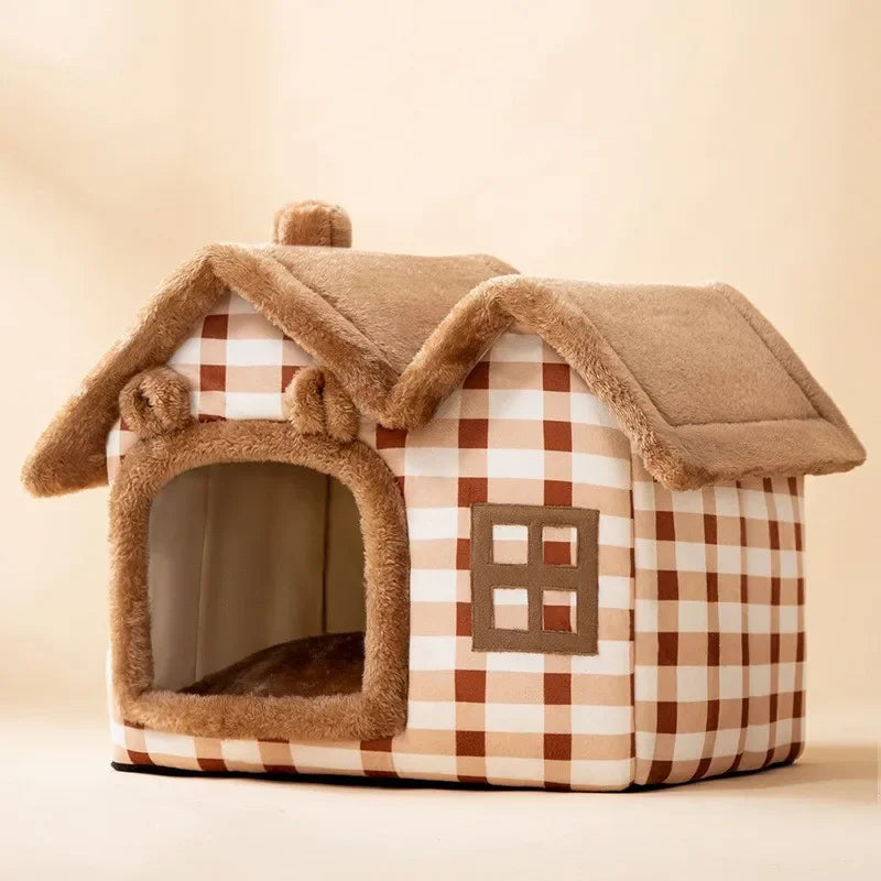 Cat Bed Foldable Cave House Plush Kennel Winter 2025 Cozy Washable Hideaway For Small Dogs And Cats