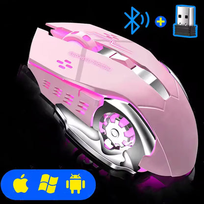 Wireless Rechargeable Gaming Mouse Bluetooth Silent Backlit
