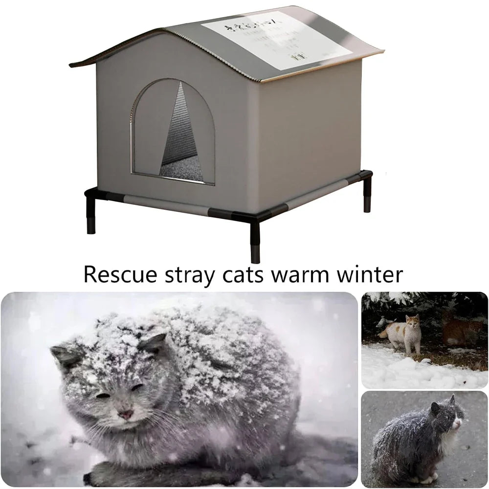 Cat House Waterproof Winter Warm Shelter Foldable Outdoor Pet Cave Bed For Cats And Small Dogs