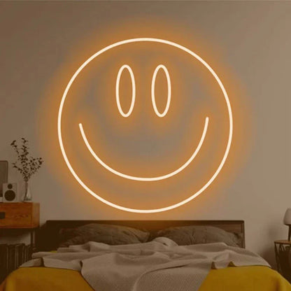 LED Neon Sign 35cm USB Powered Smile Face Wall Hanging Night Light Bedroom Decor Fall 2025 Gift