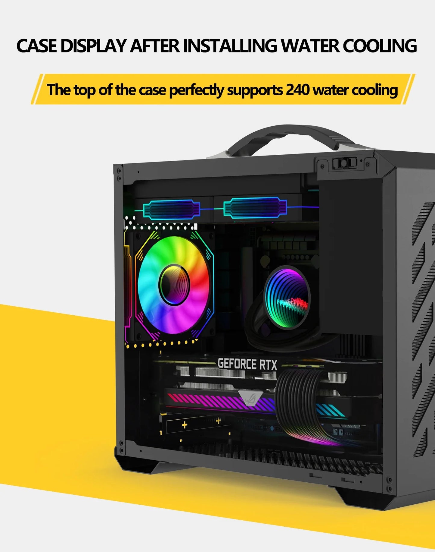 Mini ITX Case Glass Side 240mm Watercooling Portable