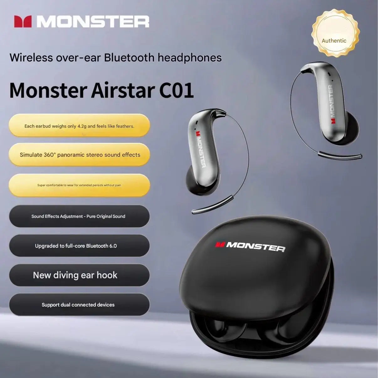 Bluetooth Headphones Ear Hook Wireless Noise Canceling Waterproof Fall 2026 Gift