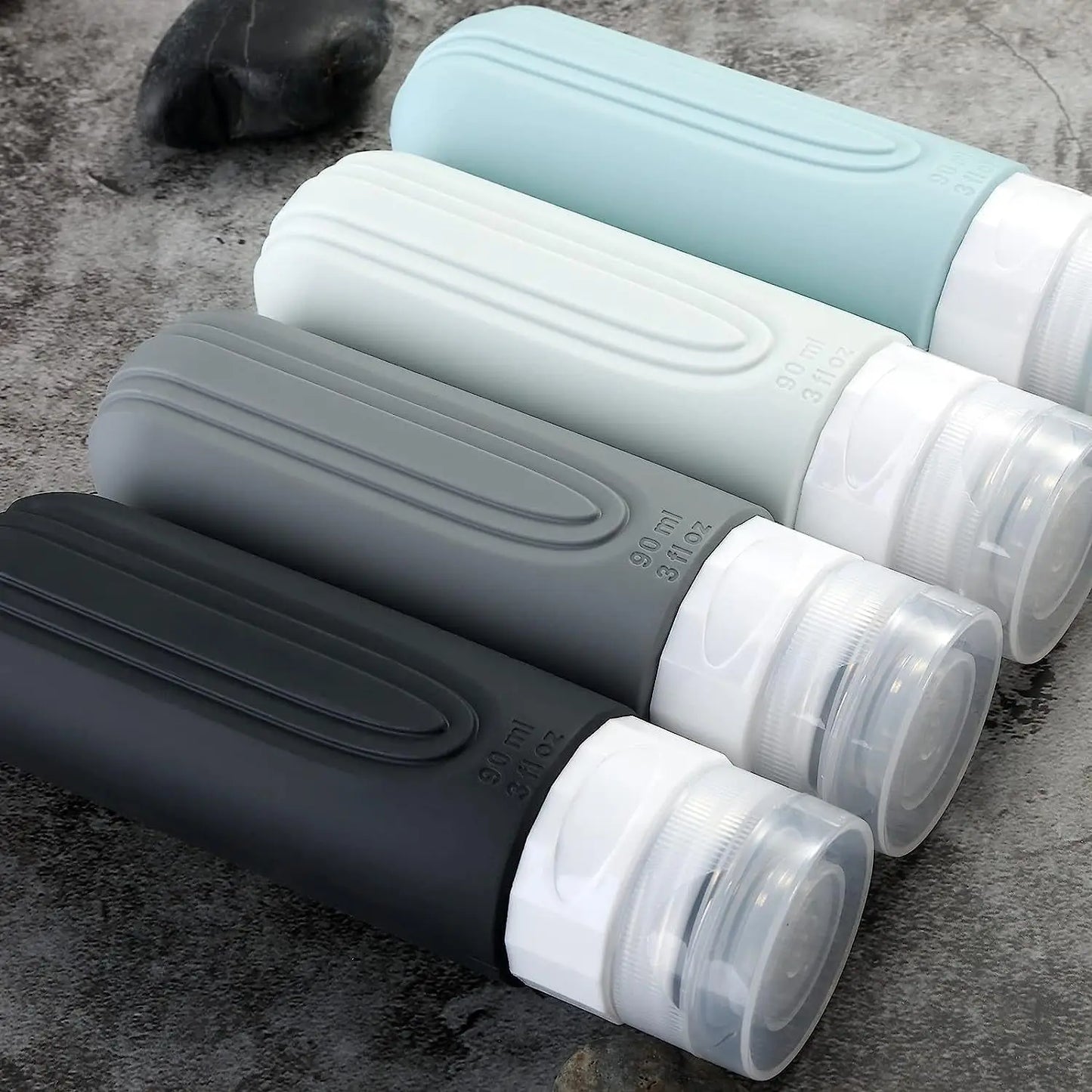 Silicone Travel Bottles Set Leakproof Refillable Squeeze Containers For Shampoo Conditioner Lotion 90ml