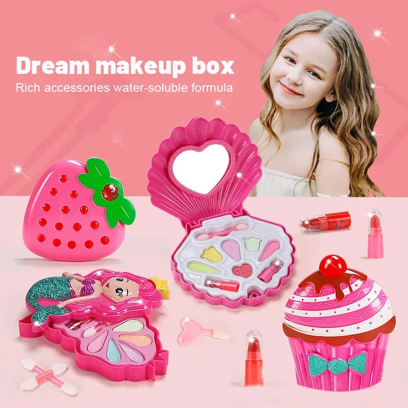 Princess Makeup Toy Set for Kids - Pretend Play Cosmetics with Lipstick & Eyeshadow for Parties