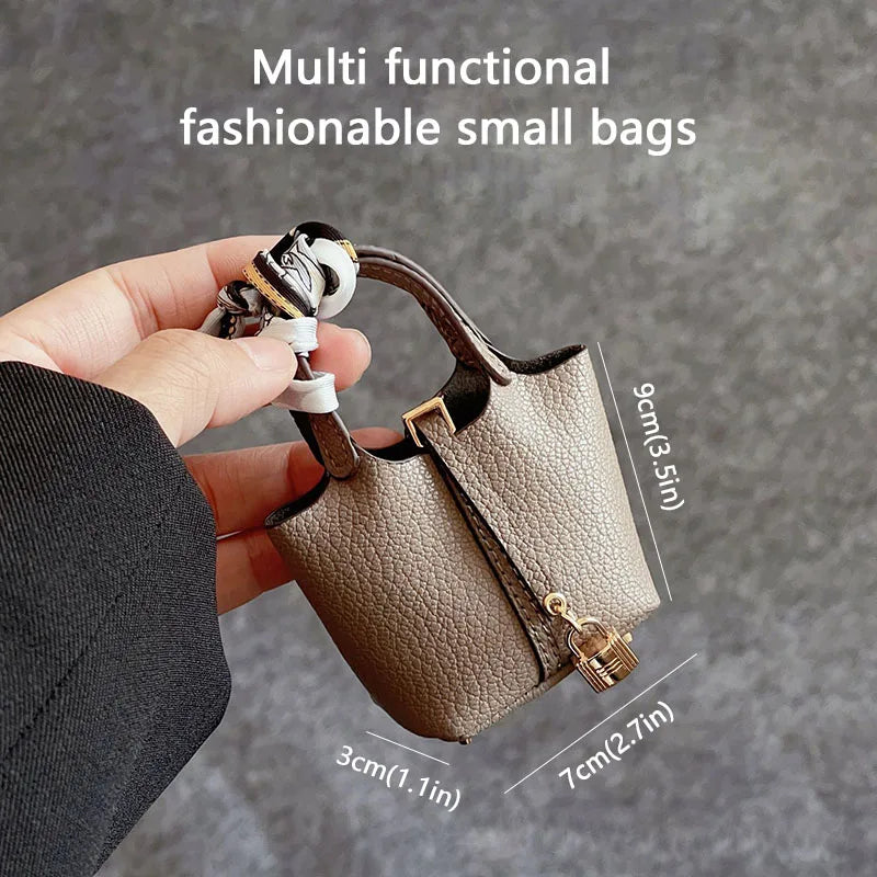 1+1 Free Birkin Inspired Mini Hand Bag - Basket Bag Charm