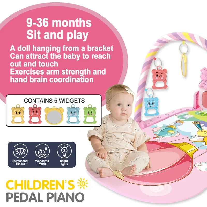 Baby Play Gym Piano Activity Mat With Hanging Toys Newborn Early Education Fall 2025 Sensory Motor Skill Gift