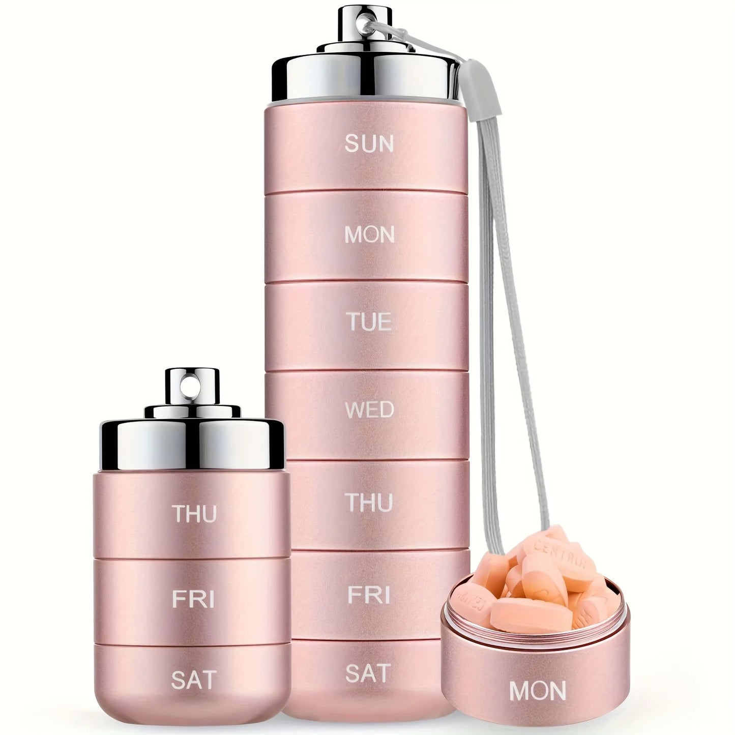 Pill Organizer Metal Travel Pill Box Set – Waterproof, Stackable, Summer Travel 2026