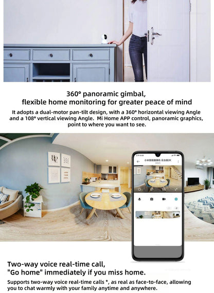 Smart Home Security Camera 2K PTZ 3MP Night Vision AI