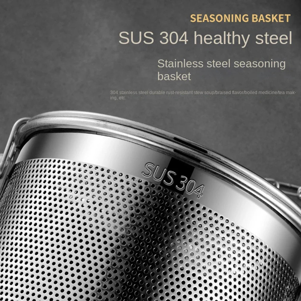 Seasoning Basket Fine Mesh Brine Strainer With Chain Hook Rust-Proof Kitchen Essential Fall 2026 Trend