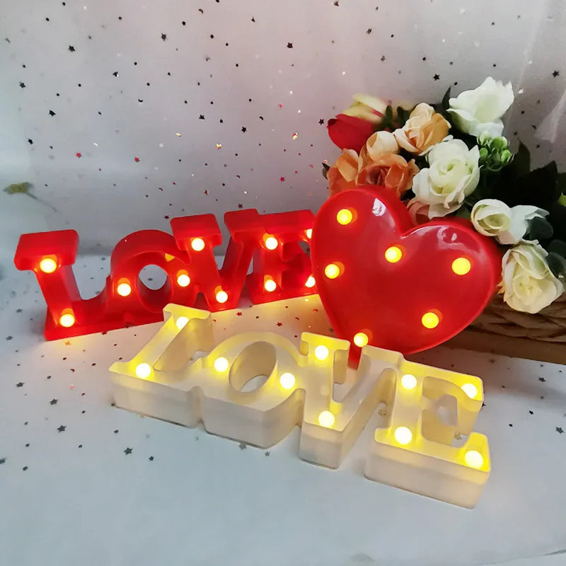 Romantic Love LED Lamp - Battery-Operated Night Light, Perfect Valentine's Day Gift for Weddings, Parties, and Home Decor