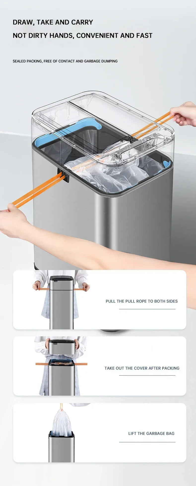 Trash Can 20L Stainless Steel Sensor Kitchen Bin Hands Free