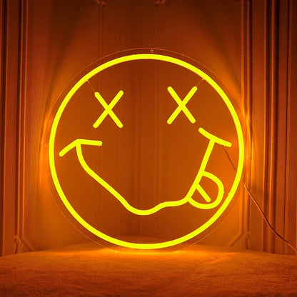 LED Neon Sign 35cm USB Powered Smile Face Wall Hanging Night Light Bedroom Decor Fall 2025 Gift