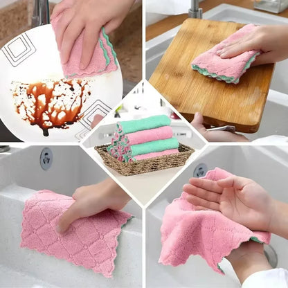 Reusable Cotton Dishwashing Cloths - 10-Pack Household Cleaning Towels in Random Colors