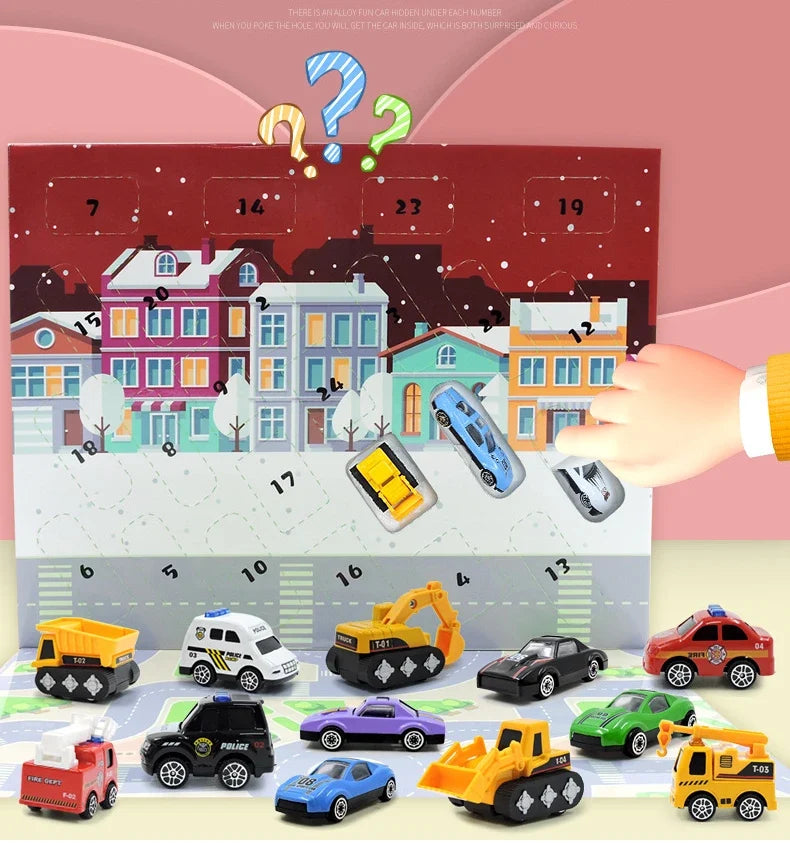 Advent Calendar Car Toys Box Kids 24 Day Christmas Gift