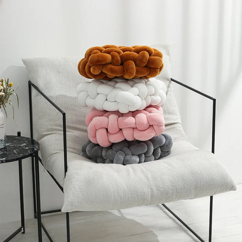 Knot Pillow Plush Square Hand-Woven Throw Cushion Living Room Decor Fall 2025 Cozy Support Decorative Accent