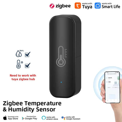 Tuya ZigBee Smart Temperature and Humidity Sensor Battery Powered for Smart Home Security with Alexa and Google Home