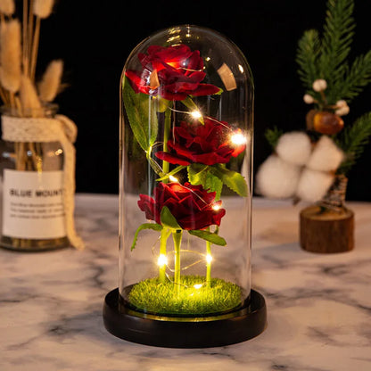 LED Rose Glass Cover Ornament - Romantic Valentine's Day Gift and Wedding Decor