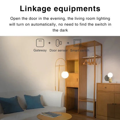 Tuya Smart Zigbee Door Sensor - Black Window Detector for Home Security System with Smart Life APP