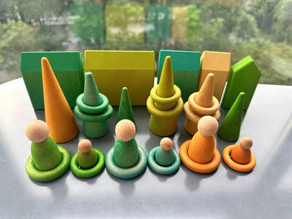 Wooden Building Blocks Pastel Nordic Stacking Play Set Fall 2025 Eco Friendly Imaginative Play Gift