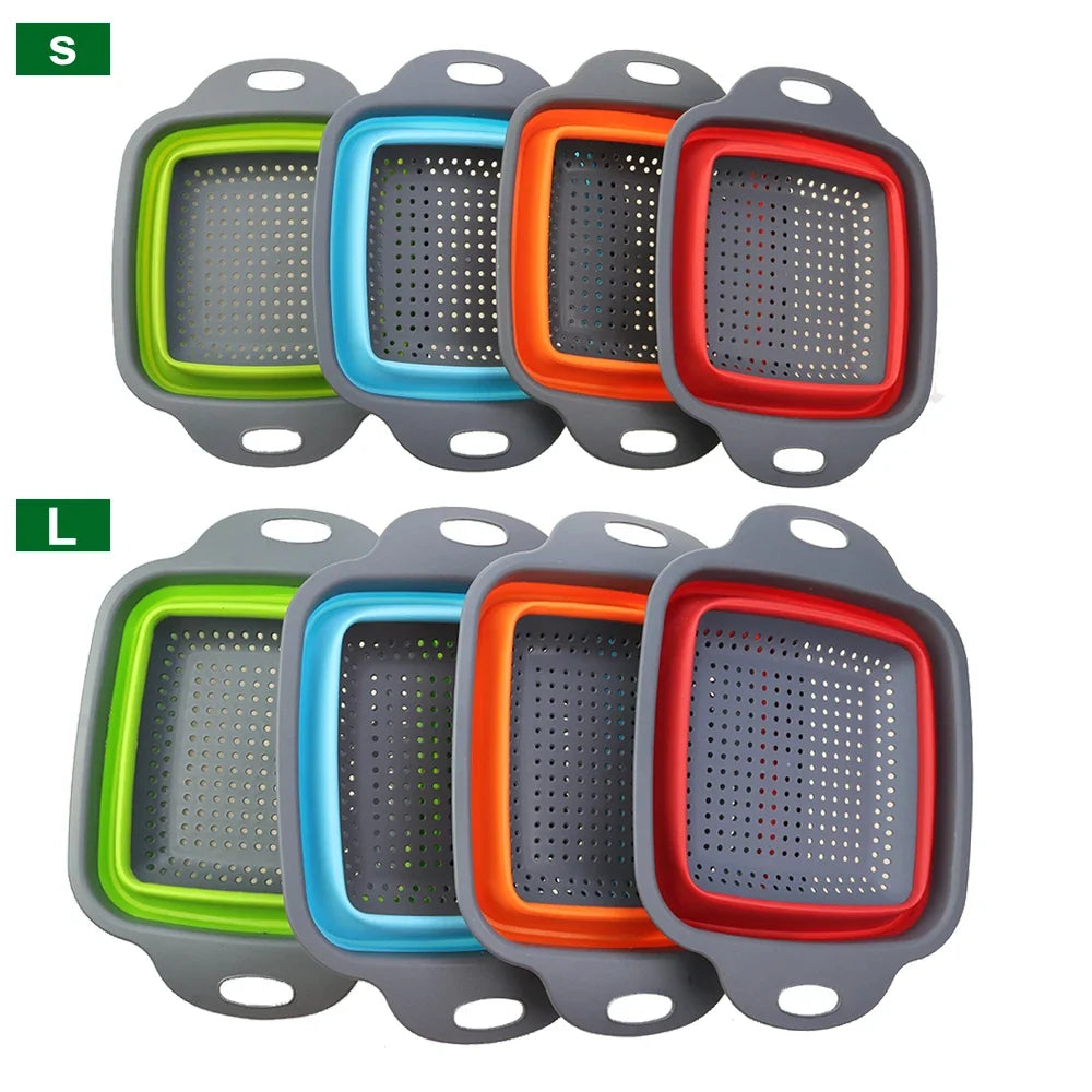 Silicone Folding Drain Basket 2-In-1 Collapsible Colander For Fruits And Vegetables Space-Saving Kitchen Tool Fall 2026