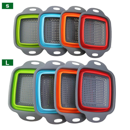 Silicone Folding Drain Basket 2-In-1 Collapsible Colander For Fruits And Vegetables Space-Saving Kitchen Tool Fall 2026