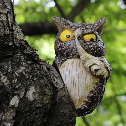 Owl Tree Hanging Ornament Resin Hide And Seek Owl Garden Decor For Yard And Patio Fall 2026 Trend Gift