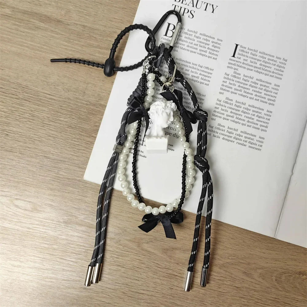 Braid Rope Bag Charm Leather Dachshund Keychain Aesthetic