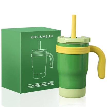 Kids Thermos Bottle 420ML Stainless Steel Insulated Tumbler With Handle And Straw, Christmas 2025 Gift
