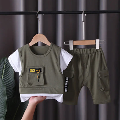 Boys summer casual t-shirt and shorts sportswear set