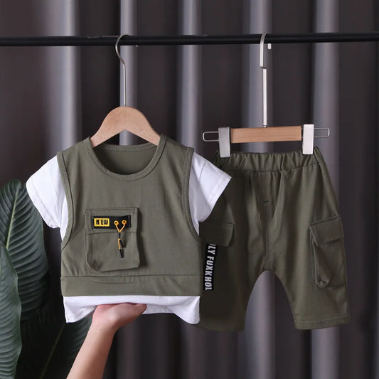 Boys summer casual t-shirt and shorts sportswear set