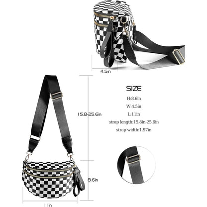 Casual women's checkered crossbody shoulder bag – high-capacity sling bag with adjustable strap