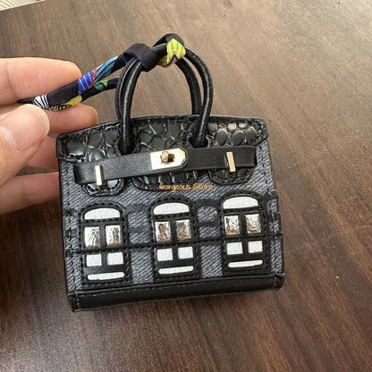 Birkin Inspired Mini Hand Bag - Platinum Bag Charm