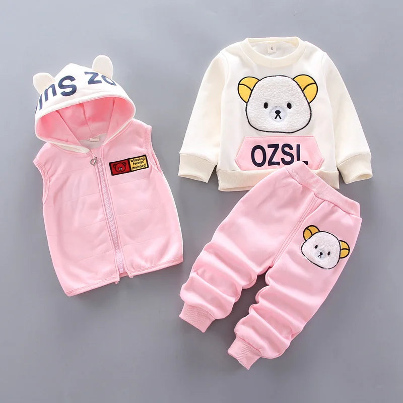 Close-up material detail of kids thick velvet fleece 3-piece sleepwear set