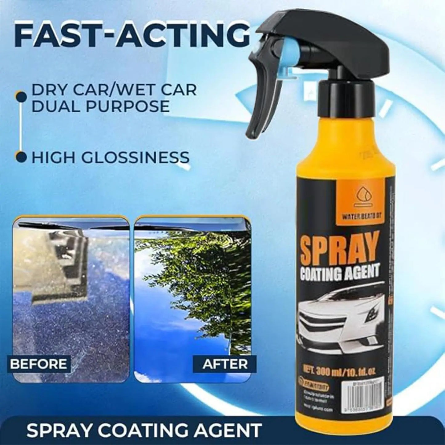 Glass Coating Spray 300ml Hydrophobic Car Detailer, High Gloss Finish, TikTok Viral Car Care 2026