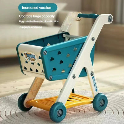 Shopping Cart Toy Push Along Grocery Trolley Kids Pretend Play Supermarket Back To School 2025 Early Education Gift
