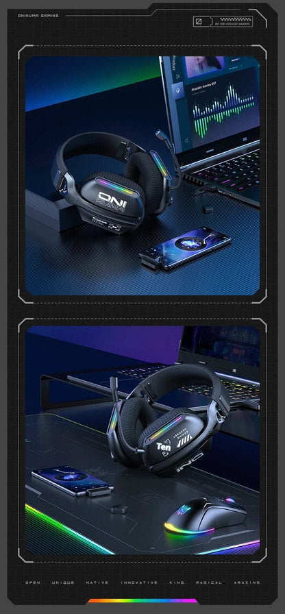 Wireless Gaming Headset Tri Mode Bluetooth Wired Immersive