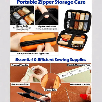 Leather Sewing Kit Orange All-in-One Leather Stitching Tools Set Fall 2026 Upholstery Repair DIY Project