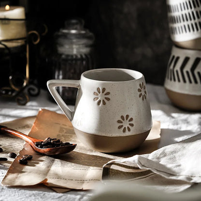 Ceramic Mug Hand Painted Large Capacity Retro Coffee Cup Fall 2025 Artisanal Breakfast Gift