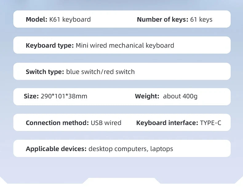 60 Percent Mechanical Mini Keyboard Wired RGB Portable