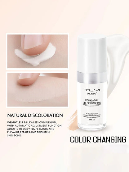 Color-Changing Liquid Foundation with SPF - Long-Lasting Waterproof Oil-Control Sunscreen Cream 30ml