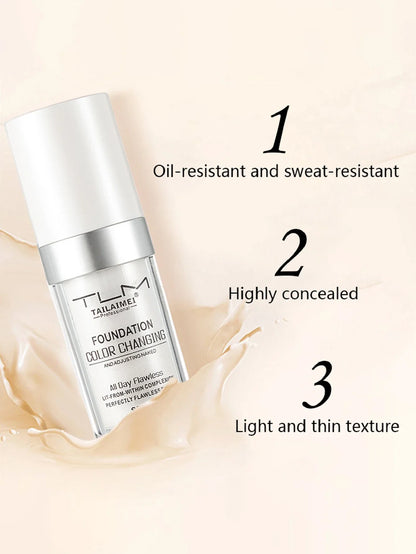Color-Changing Liquid Foundation with SPF - Long-Lasting Waterproof Oil-Control Sunscreen Cream 30ml