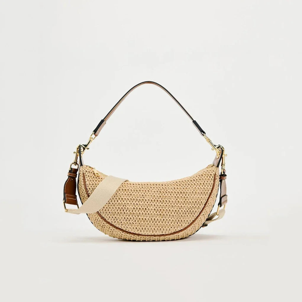 Lightweight women's woven straw shoulder bag – hobo style, crossbody, for beach & summer